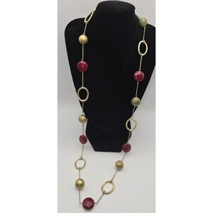 Lia Sophia Necklace Red And Gold‎ Beads -441